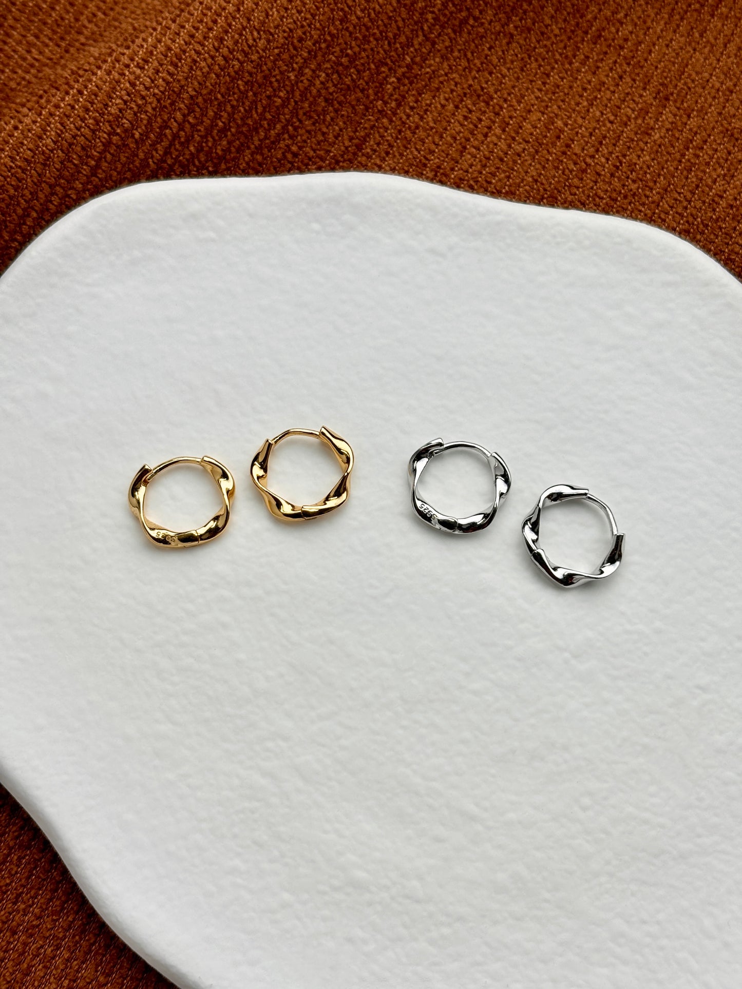 Twisted Spiral Huggie Earrings
