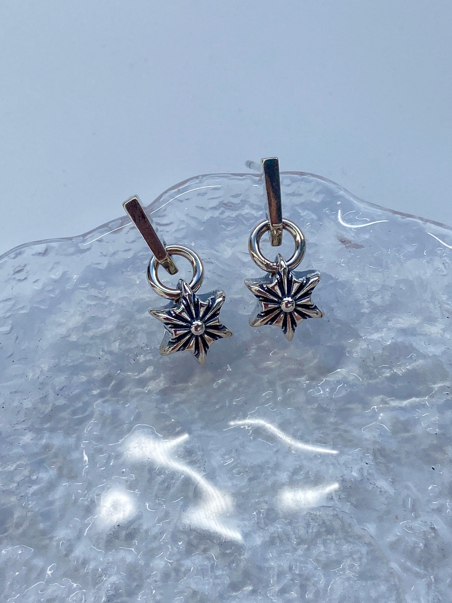 18K Gold Plated 925 Sterling Silver Vintage Star Drop Earrings