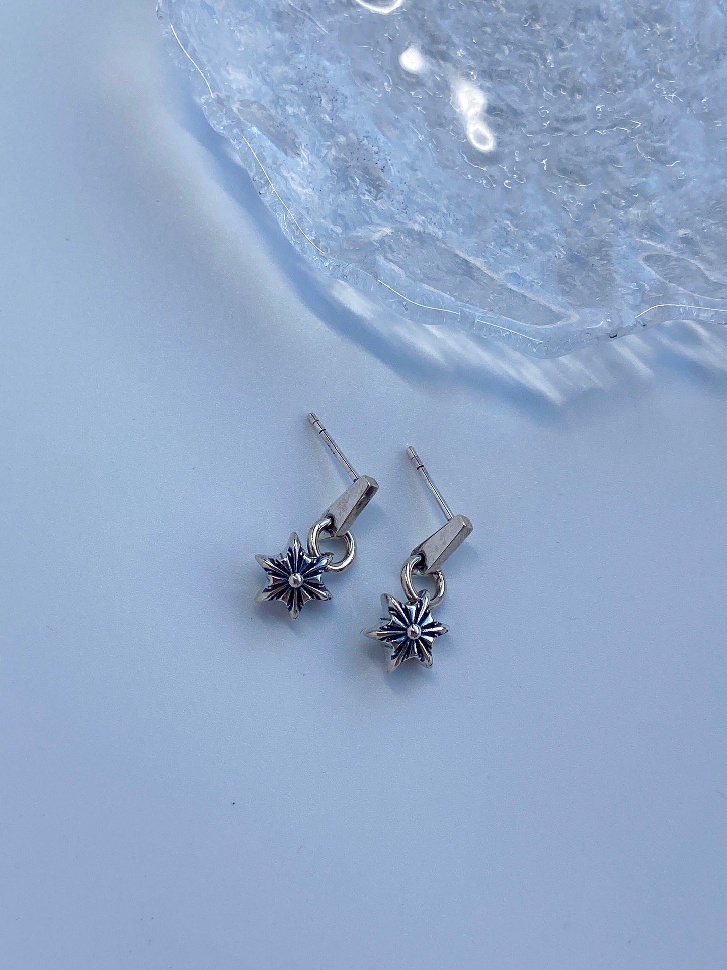 18K Gold Plated 925 Sterling Silver Vintage Star Drop Earrings