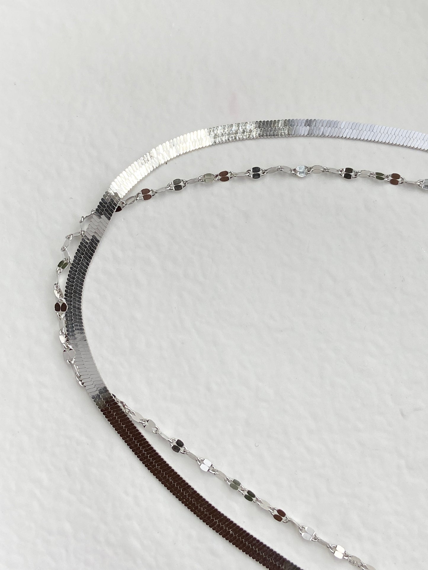 Dainty Rose Gold Double Layer Snake Bone Necklace, 18K Gold Plated 925 Sterling Silver Beaded Chain Necklace