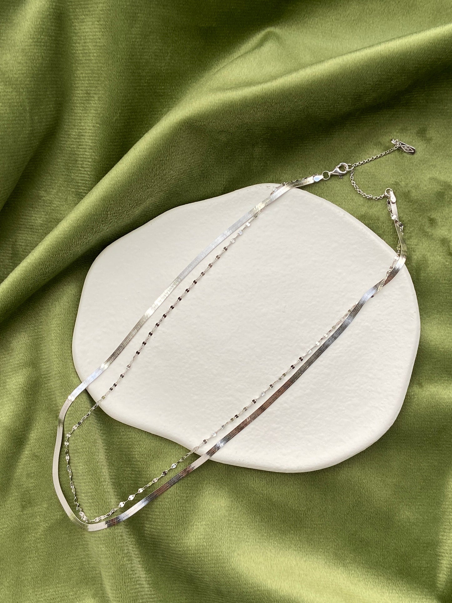 Dainty Rose Gold Double Layer Snake Bone Necklace, 18K Gold Plated 925 Sterling Silver Beaded Chain Necklace