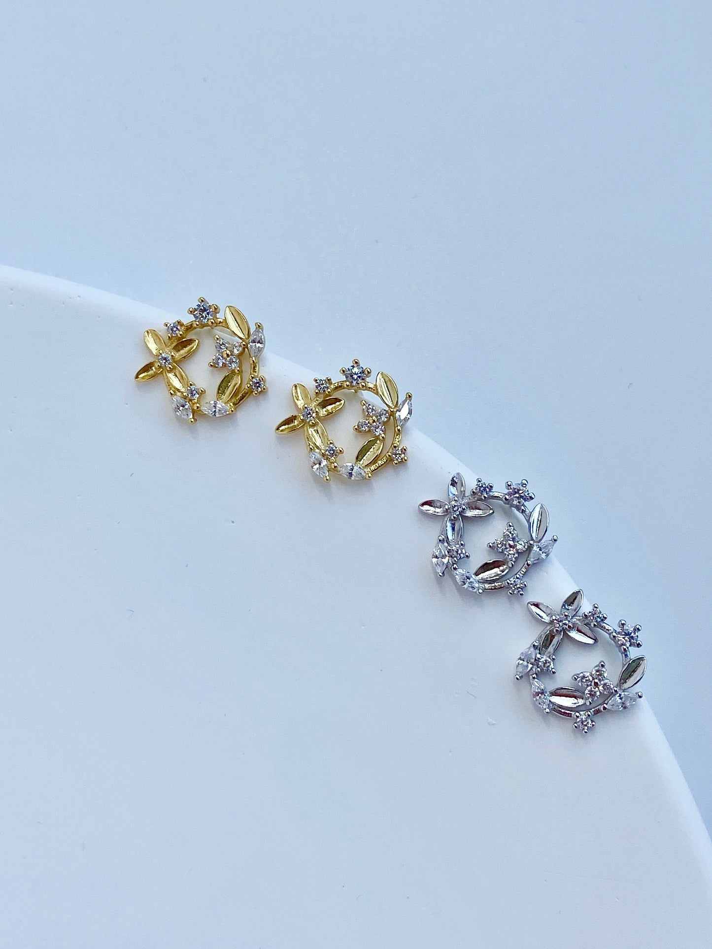 925 Sterling Silver Flower Earrings, Gold Flower Earrings, Dainty Leaf Stud earrings, Eternal Flower Stud Earrings, 14K Gold Plated Earrings
