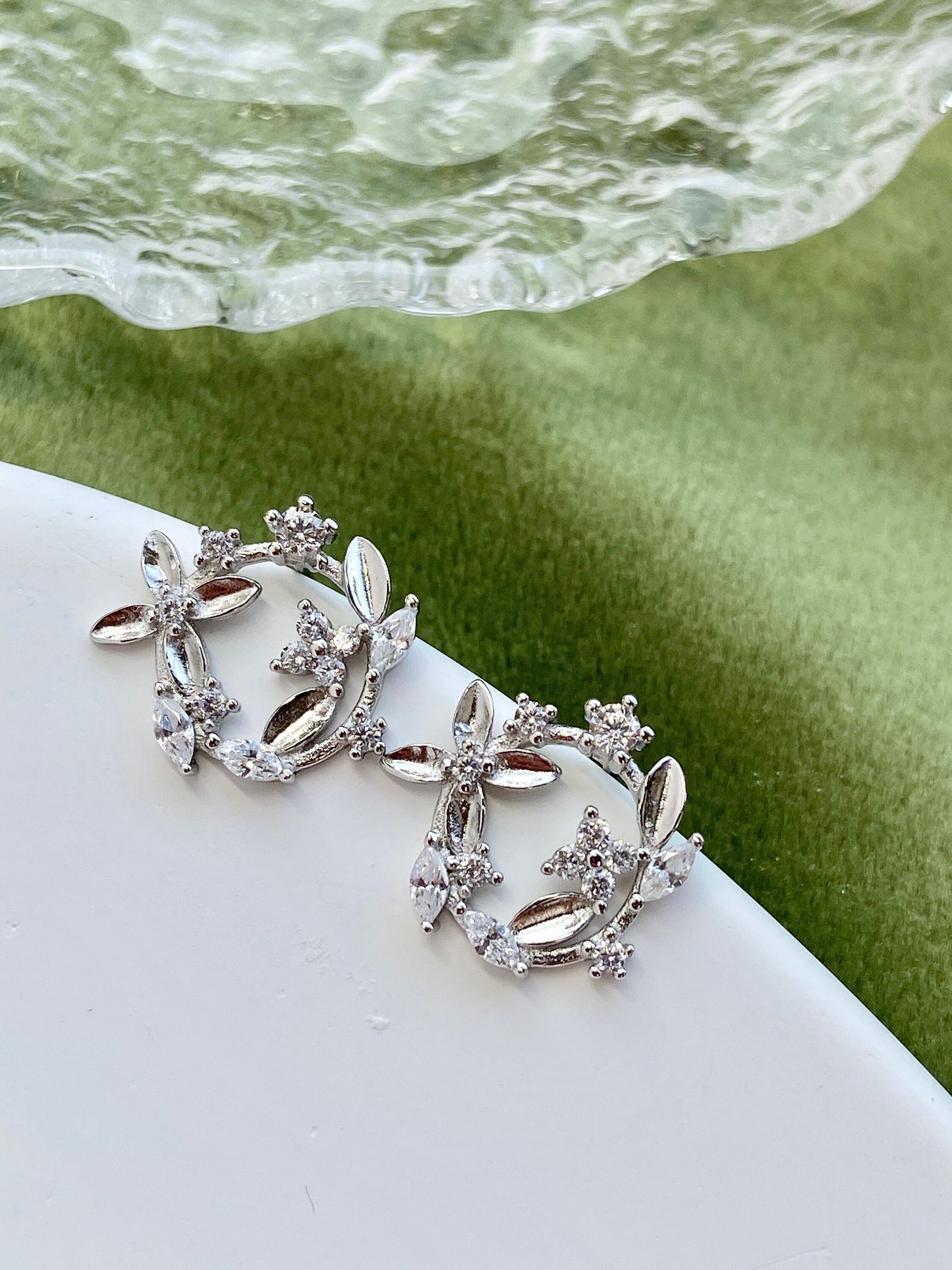 925 Sterling Silver Flower Earrings, Gold Flower Earrings, Dainty Leaf Stud earrings, Eternal Flower Stud Earrings, 14K Gold Plated Earrings