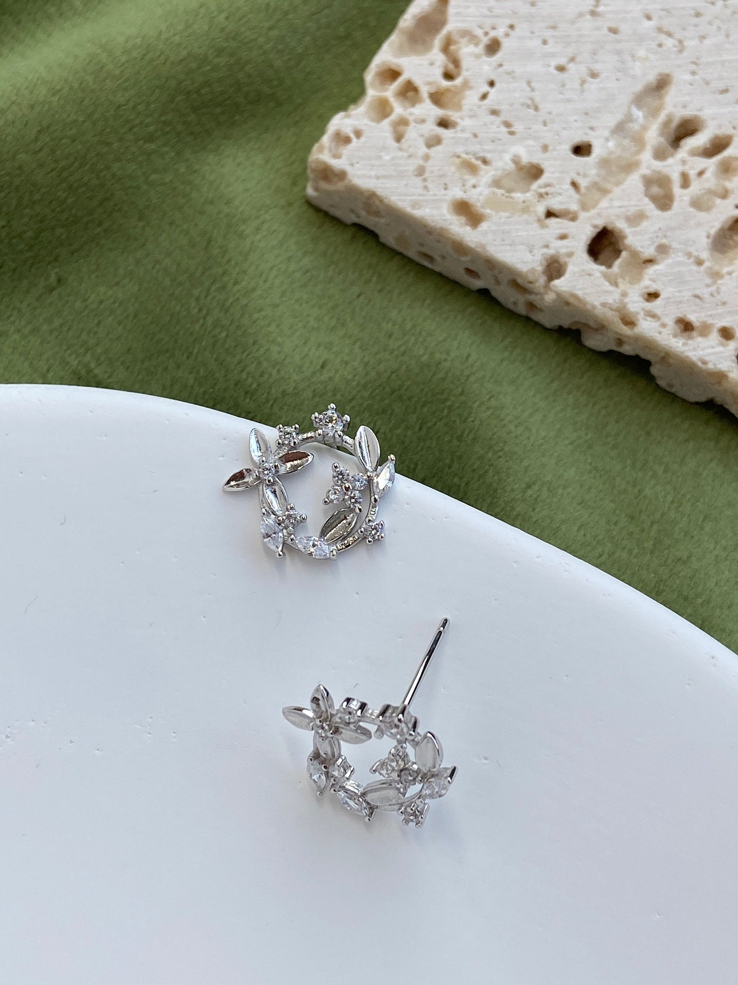 925 Sterling Silver Flower Earrings, Gold Flower Earrings, Dainty Leaf Stud earrings, Eternal Flower Stud Earrings, 14K Gold Plated Earrings