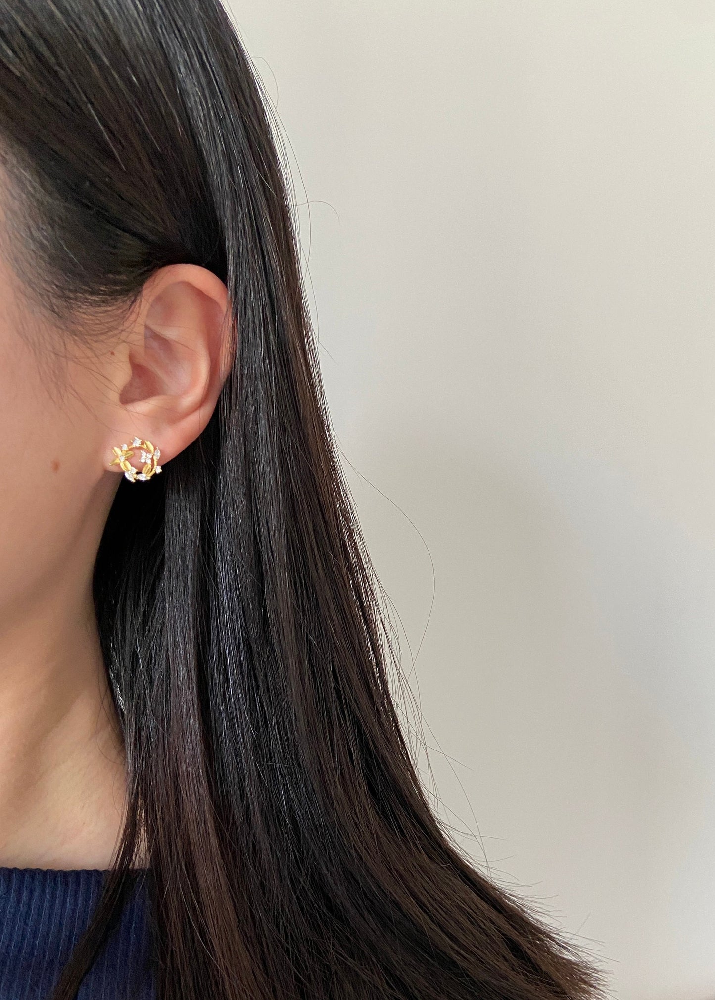 925 Sterling Silver Flower Earrings, Gold Flower Earrings, Dainty Leaf Stud earrings, Eternal Flower Stud Earrings, 14K Gold Plated Earrings
