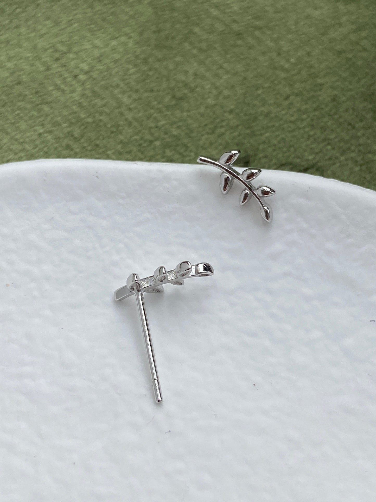 Minimalist Basic Leaf Stud Earrings, Daily Simple Cute Twig Branch Earrings Jewelry, Dainty 14K Gold Plated 925 Sterling Silver Jewellery