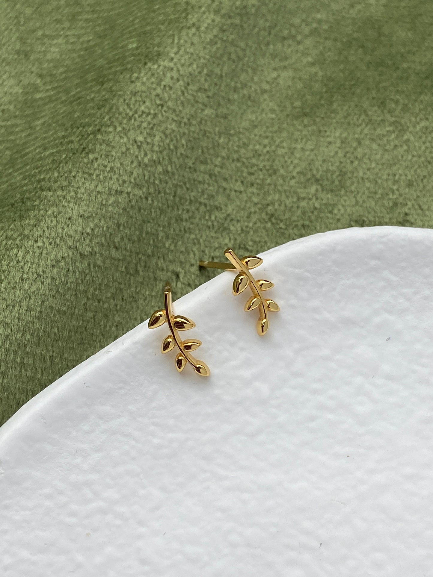Minimalist Basic Leaf Stud Earrings, Daily Simple Cute Twig Branch Earrings Jewelry, Dainty 14K Gold Plated 925 Sterling Silver Jewellery