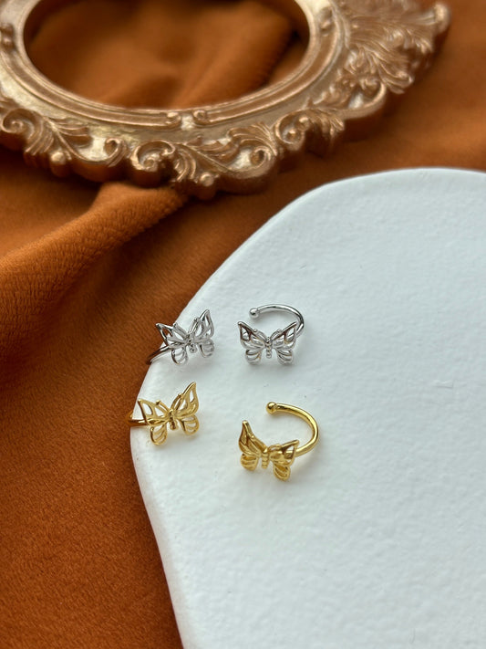 Dainty Butterfly Ear Cuff, Golden Butterfly Non-piercing Earrings, Silver Butterfly Jewelry, 14K Gold Plated 925 Sterling Silver Jewellery