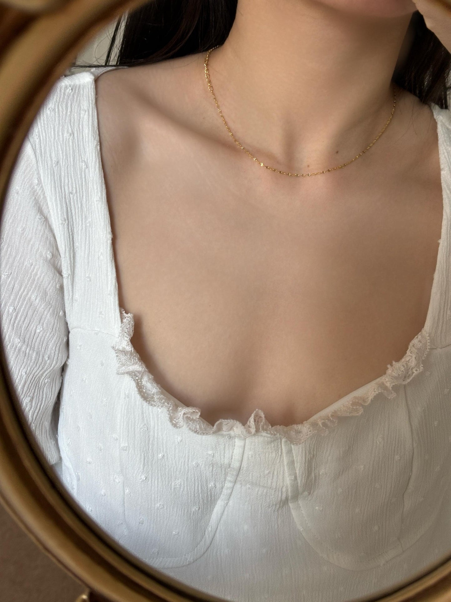 Golden Chain Choker, Basic Shiny Clavicle Necklace, Gold Plated Sterling Silver Minimalist Everyday Jewellery, Dainty Elegant Jewelry