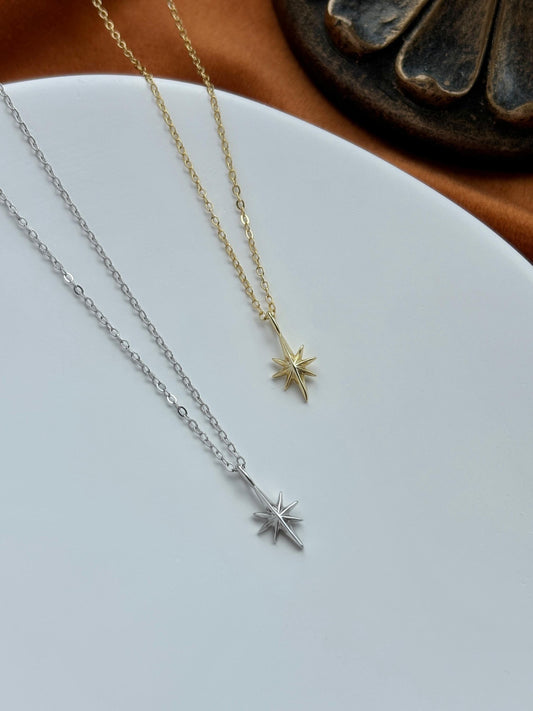 Basic Silver Star Clavicle Necklace, Minimalist Golden North Star Pendant Jewellery, Dainty Retro Vintage Style Mini Celestial Jewelry