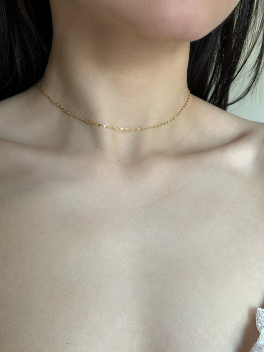 Golden Chain Choker, Basic Shiny Clavicle Necklace, Gold Plated Sterling Silver Minimalist Everyday Jewellery, Dainty Elegant Jewelry