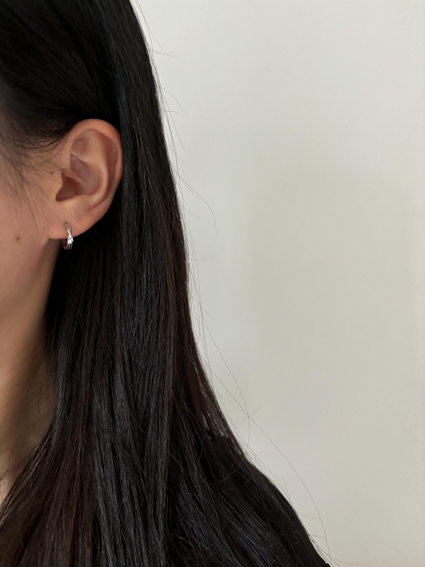 Sculpt Infinity Hoop Earrings, Dainty Minimalist Triple Layers Huggie, Elegant Silver Jewelry, Daily Gold Plated Sterling Silver Jewellery