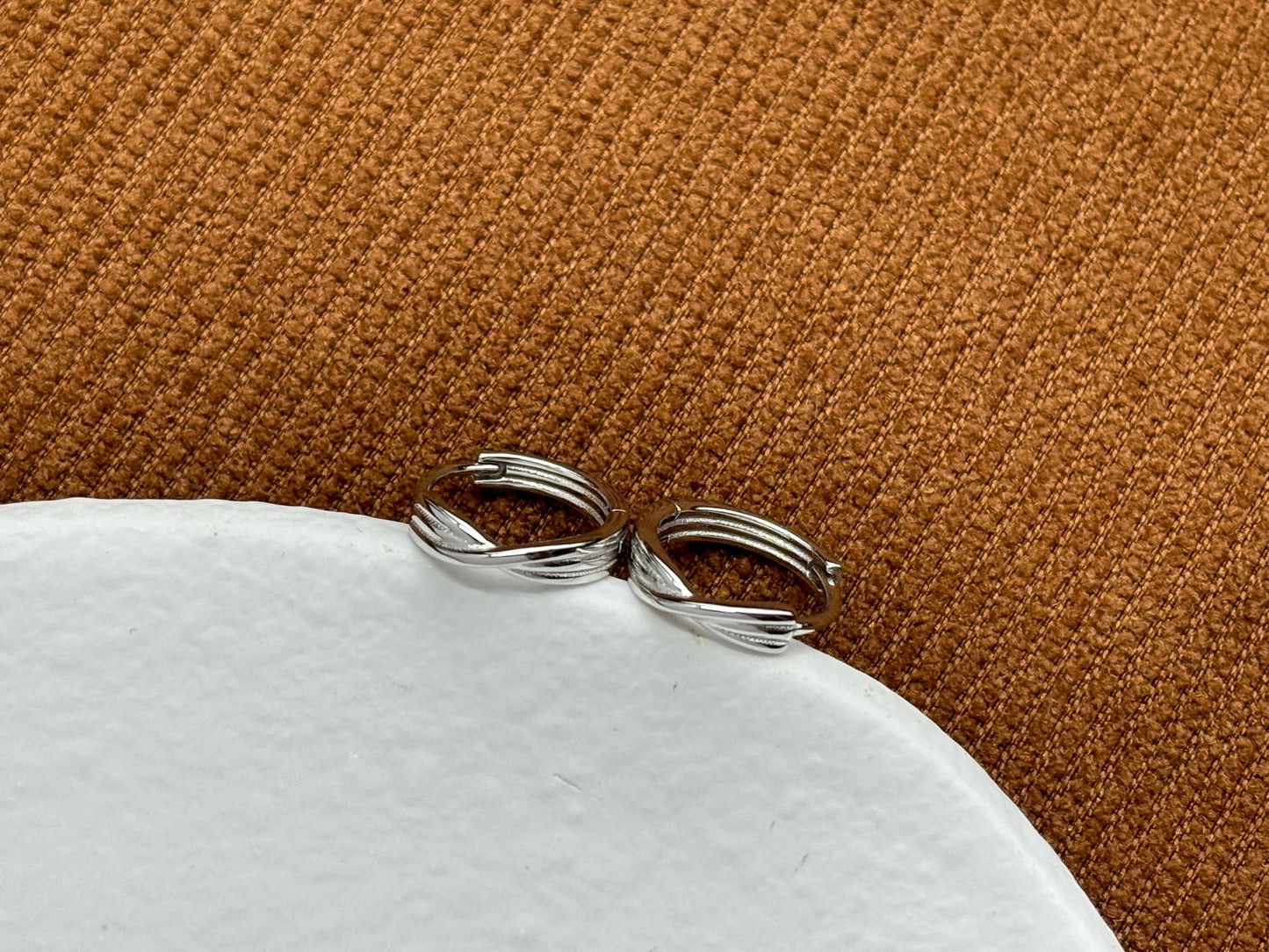 Sculpt Infinity Hoop Earrings, Dainty Minimalist Triple Layers Huggie, Elegant Silver Jewelry, Daily Gold Plated Sterling Silver Jewellery