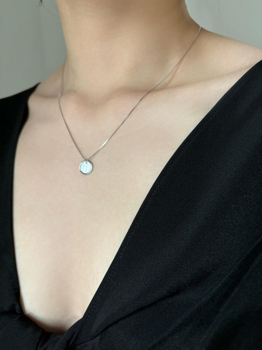 Basic Silver Clavicle Plain Round Disc Charm Pendant Necklace, Golden Minimalist Dainty Daily Jewelry, 24K Gold Plated 925 Silver Jewellery