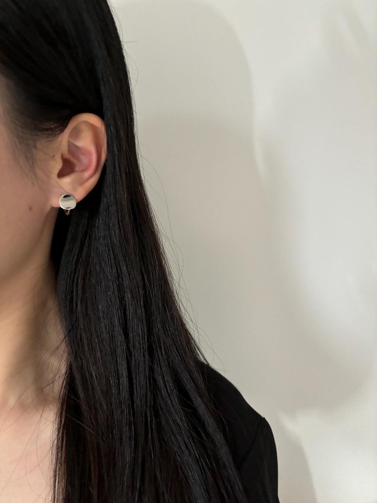 Plain Round Disc Hoop Earrings, Dainty Minimalist Oval Huggie, Elegant Silver Jewelry, Daily 18K Gold Plated 925 Sterling Silver Jewellery