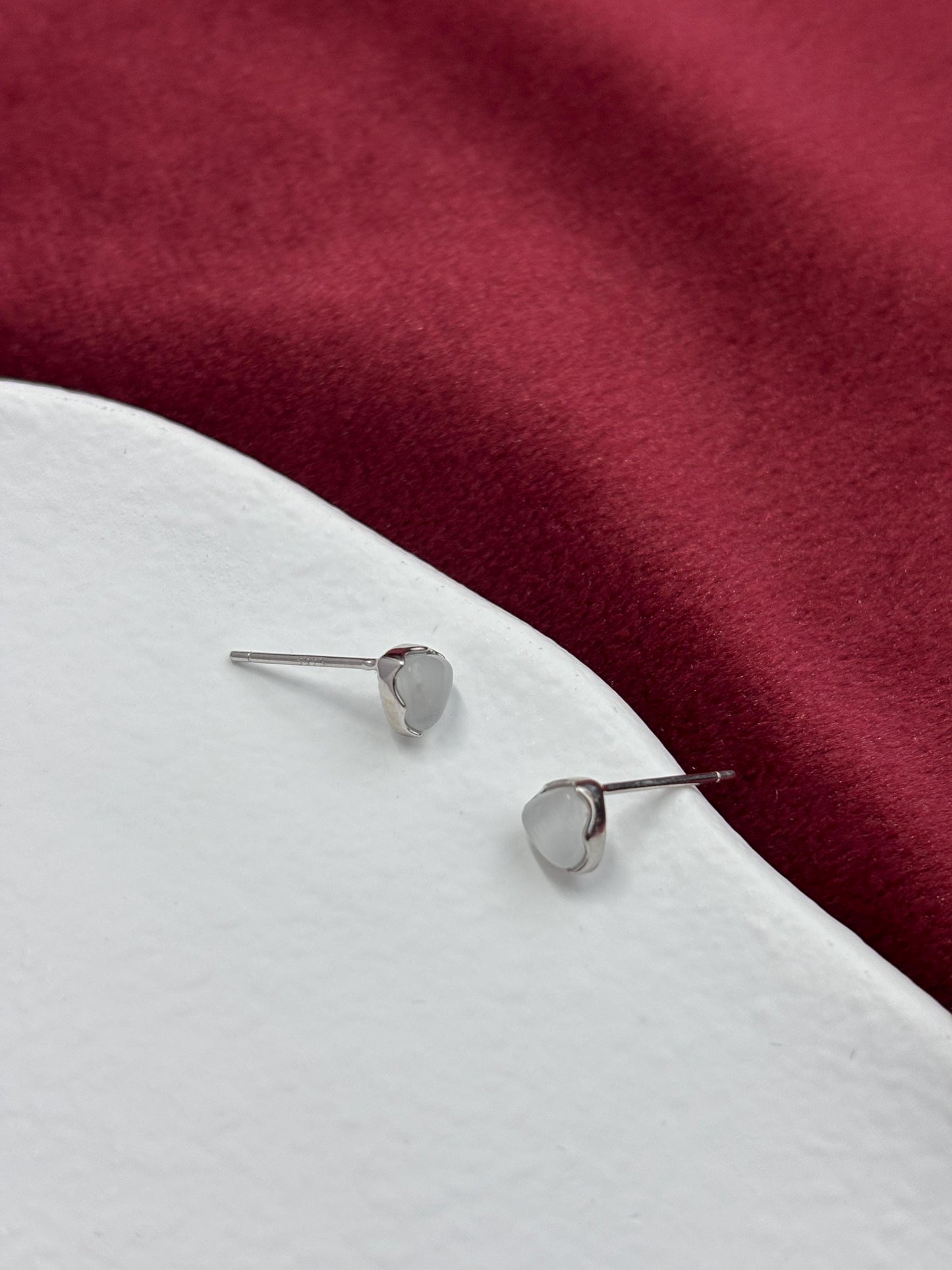 Dainty Opal Triangle Stud Earrings, Golden Quartz Cat's-eye Geometric Studs, 14K Gold Plated 925 Sterling Silver Jewellery, Daily Jewelry