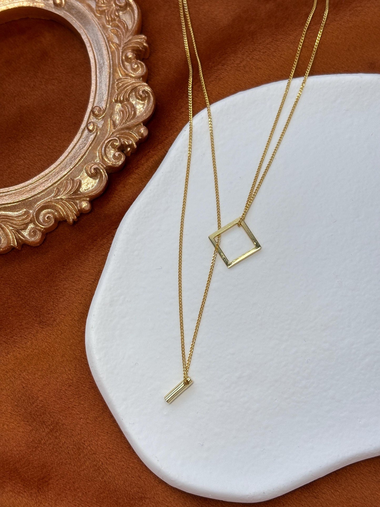 Dainty Golden Chain Lariat Necklace, Square Column Geometric Charm Snake Chain Clavicle Y Shaped Double Layer Necklace Jewelry Jewellery