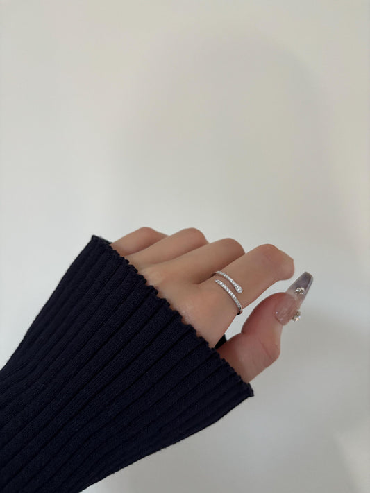 Silver Snake Ring, Double Layers Adjustable Rings, Gold Snake Jewelry, Dainty Shiny Zircon Rings, Luxury Elegant Jewellery