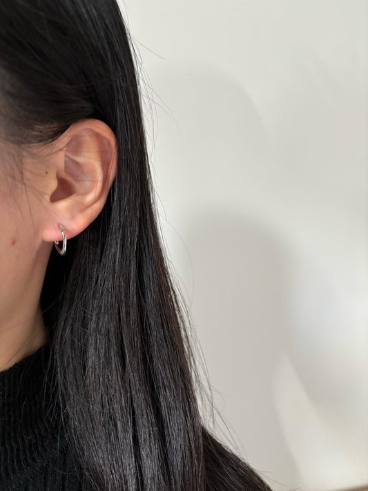 Dainty Square Twisted Huggie, Silver Twist Hoop Earrings, Minimalist Daily Basic Jewelry, 18K Gold Plated 925 Sterling Silver Jewellery