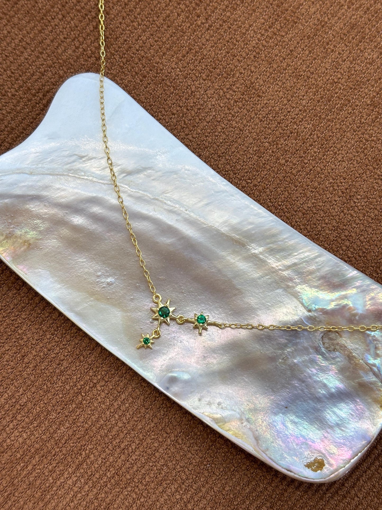 Dainty Green North Star Clavicle Necklace, Green Stone Octagram Pendant Necklace Jewellery, Retro Vintage Style Emerald Celestial Jewelry