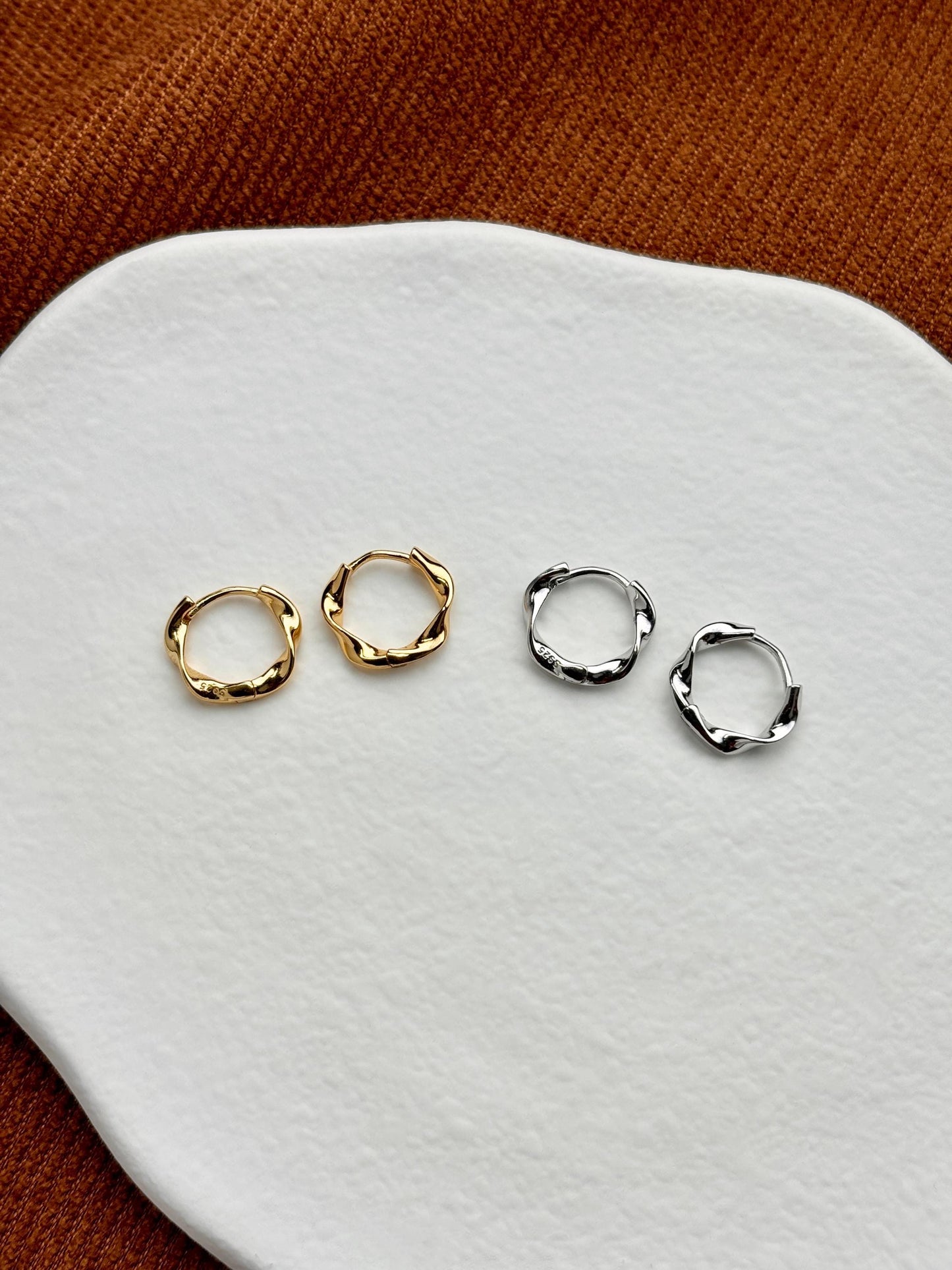 Twisted Huggie, Solid 925 Sterling Silver Spiral Earrings, Twist Hoops Jewelry, Daily Basic Everyday Hoop, 14K Gold Plated Jewellery