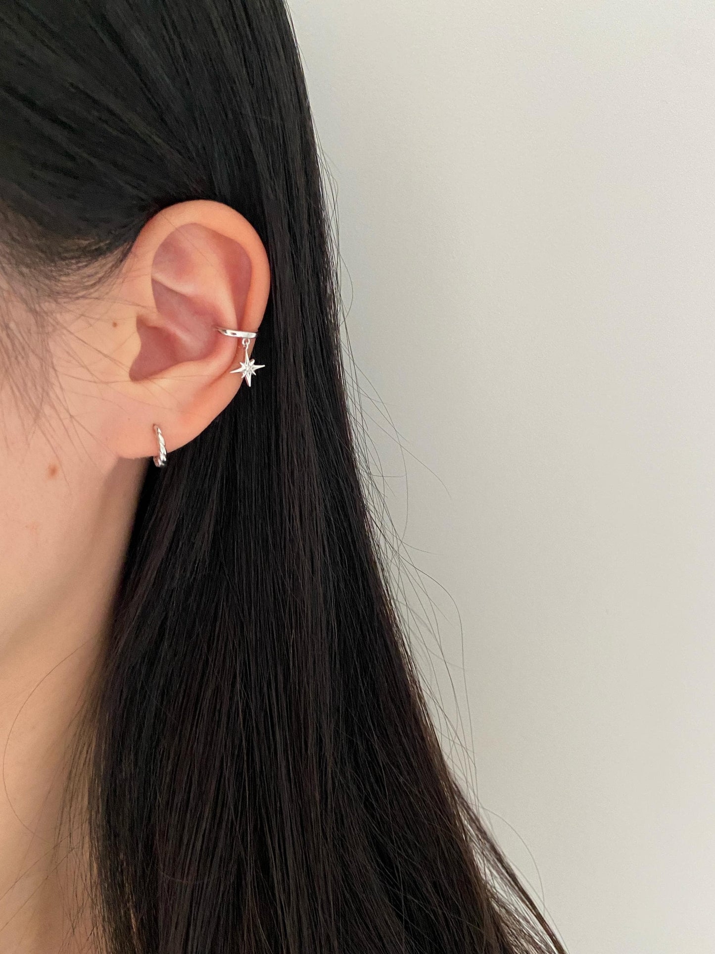Gold Plated 925 Sterling Silver Star Ear Cuff, Golden North Star Ear Cuffs Jewelry, Daily Drop Star Non-Piercing Earrings, Dainty Jewellery