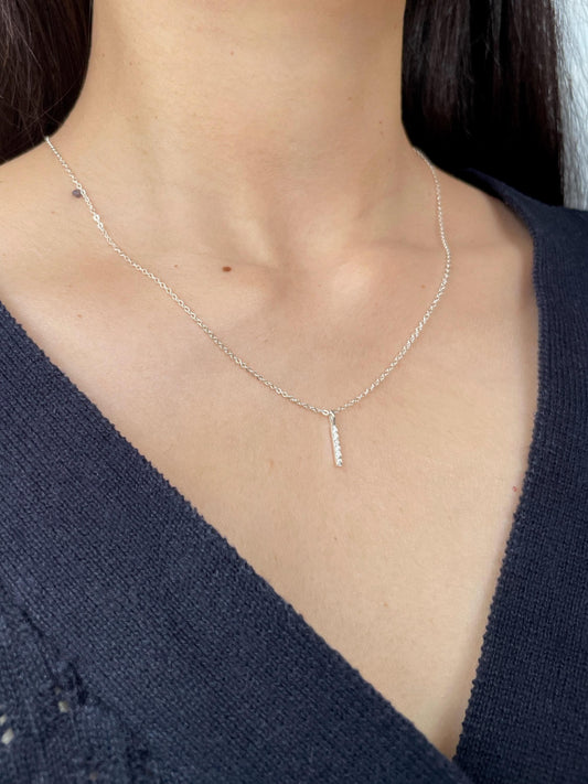 Basic Silver Bar Pendant Necklace, Golden Initial I Pendant Necklace, Minimalist Clavicle Necklace Jewellery, Dainty Everyday Daily Jewelry