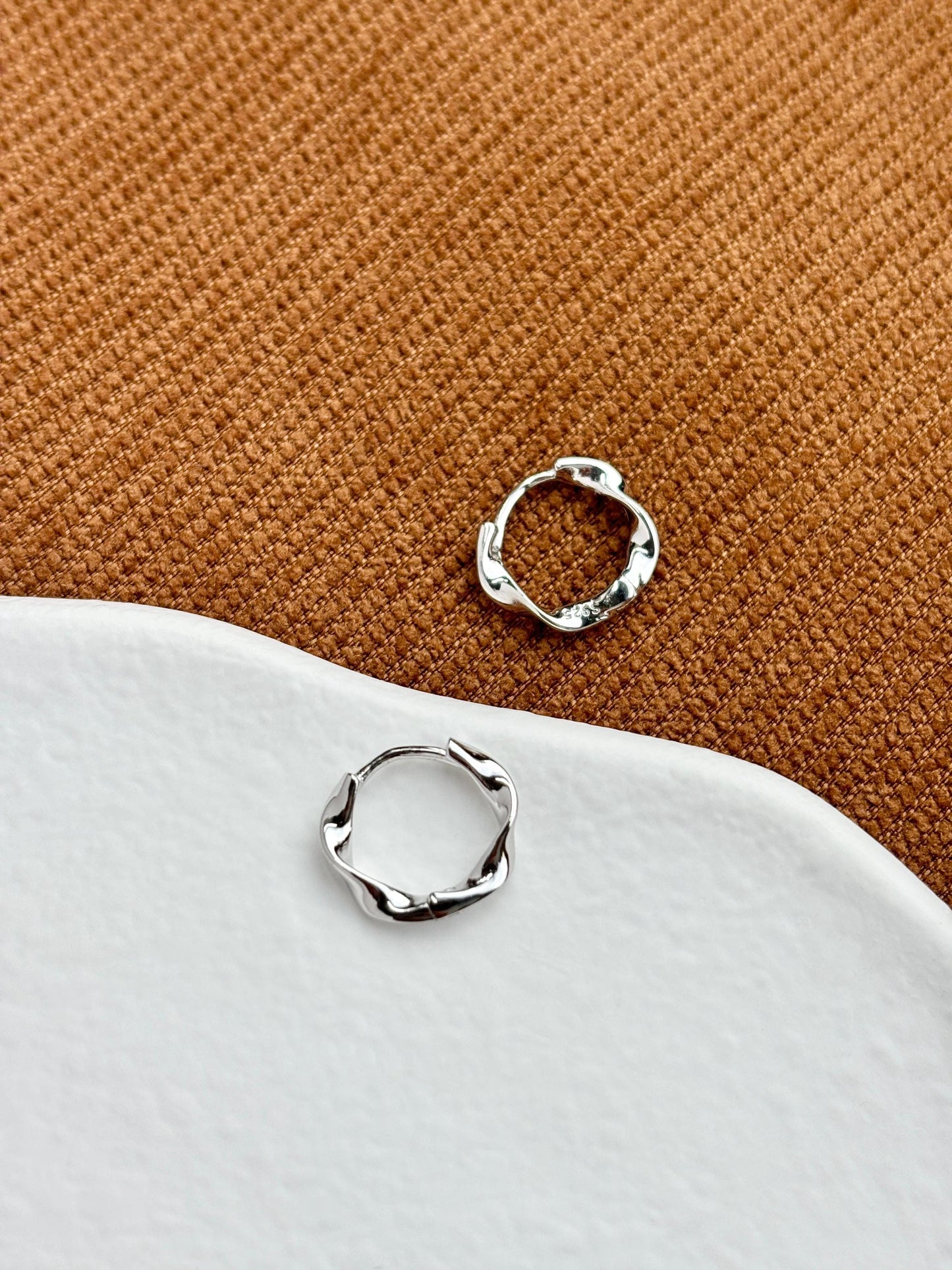 Twisted Huggie, Solid 925 Sterling Silver Spiral Earrings, Twist Hoops Jewelry, Daily Basic Everyday Hoop, 14K Gold Plated Jewellery