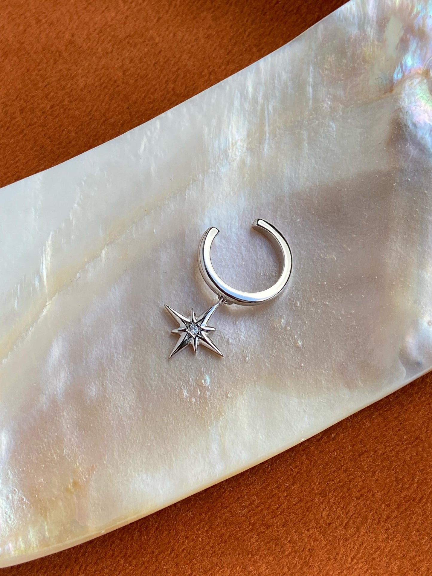 Gold Plated 925 Sterling Silver Star Ear Cuff, Golden North Star Ear Cuffs Jewelry, Daily Drop Star Non-Piercing Earrings, Dainty Jewellery