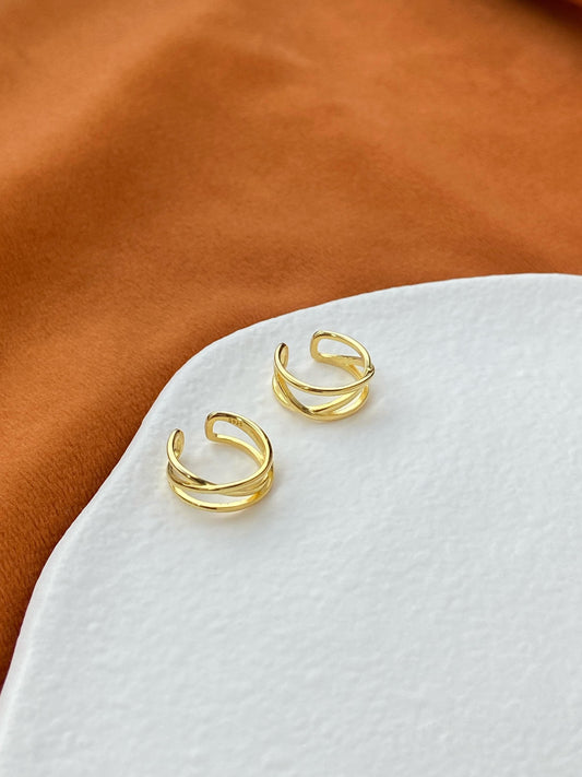 Multilayer Ear Cuffs, Daily Simple Non-Piercing Earrings, Irregularly Cross Shaped Silver Ear Cuff Jewelry, Dainty Helix Earcuff Jewellery