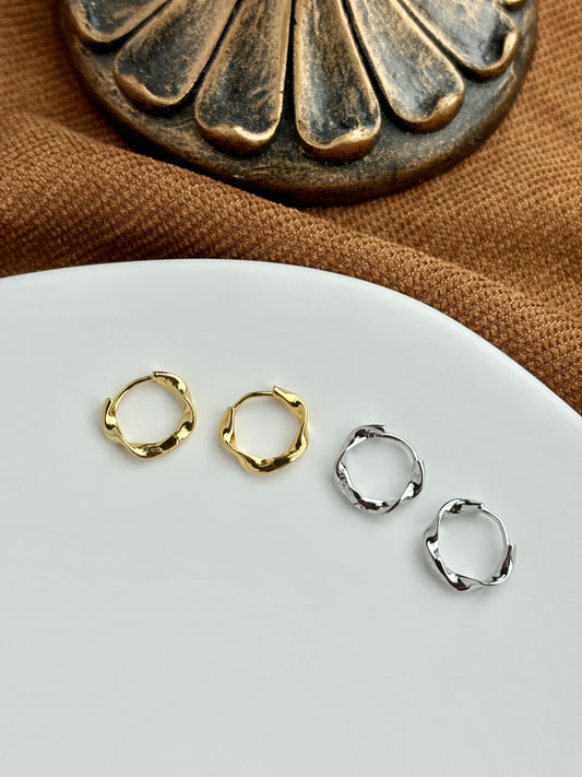 Twisted Spiral Huggie Earrings