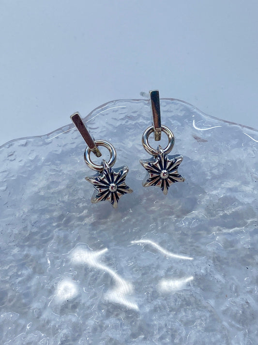 18K Gold Plated 925 Sterling Silver Vintage Star Drop Earrings