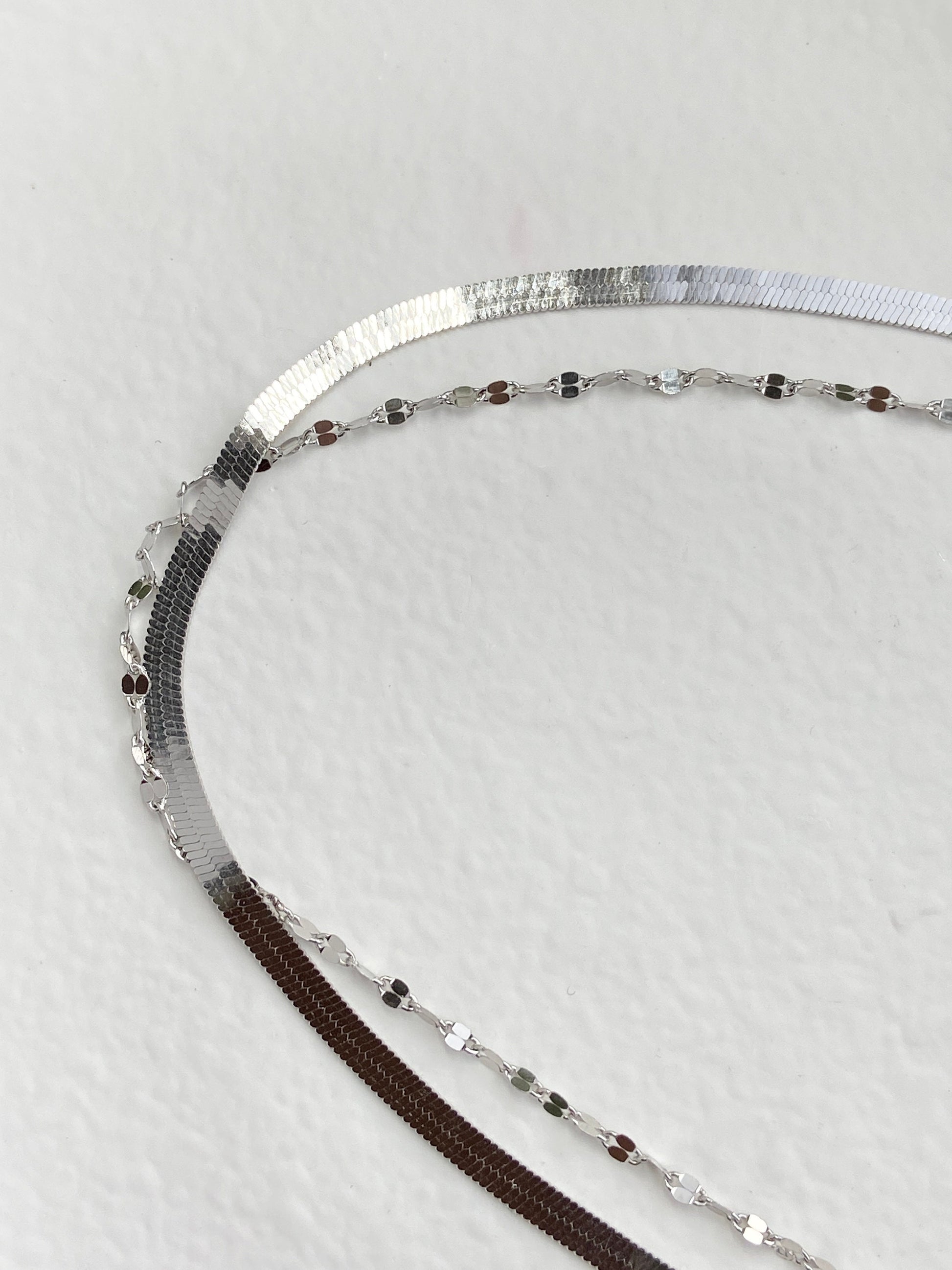 Dainty Rose Gold Double Layer Snake Bone Necklace, 18K Gold Plated 925 Sterling Silver Beaded Chain Necklace