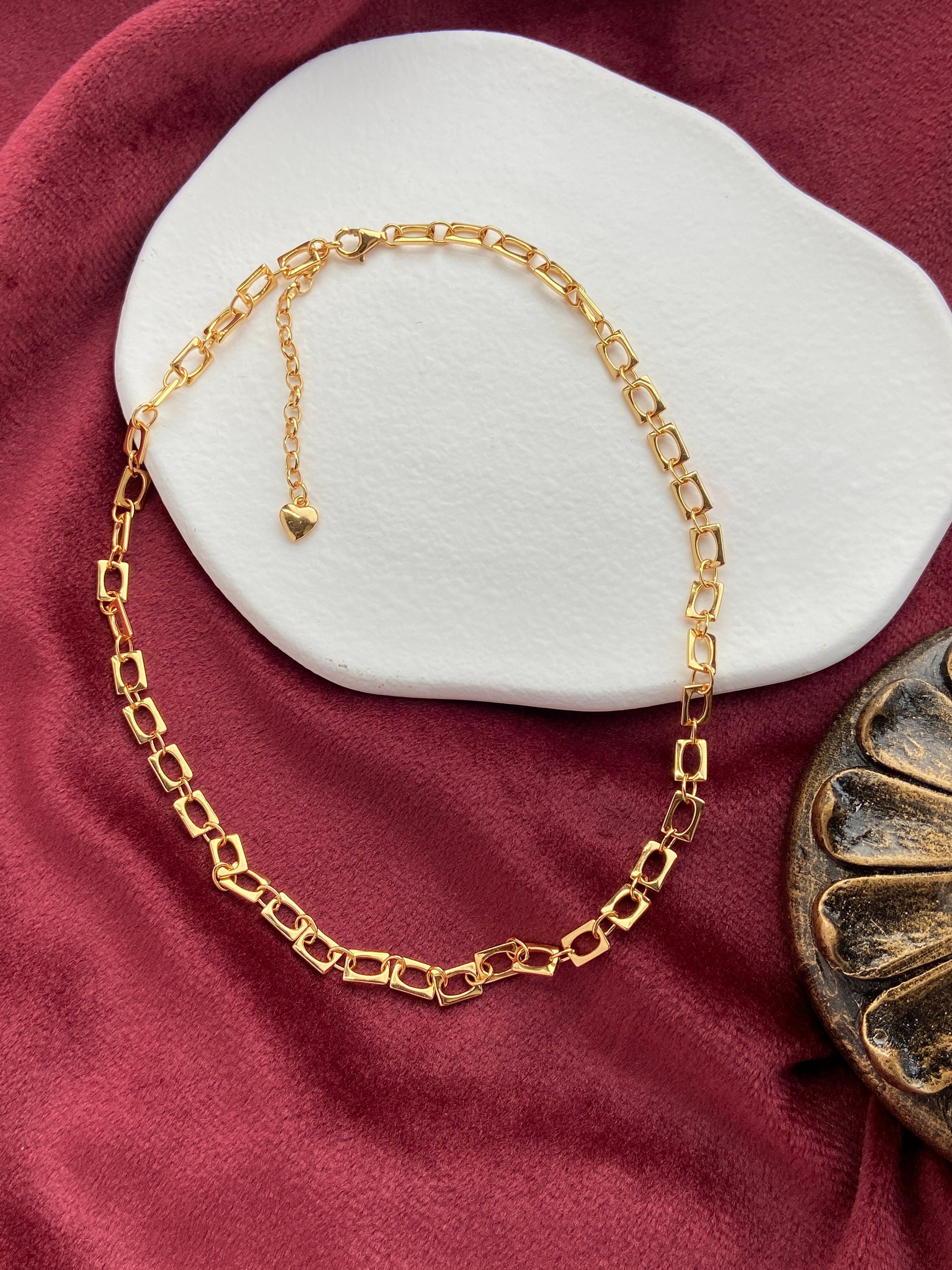 Dainty Golden Chain Choker, 18K Gold Plated 925 Sterling Silver Choker Necklace Jewellery, Fashion Daily Everyday Basic Jewelry