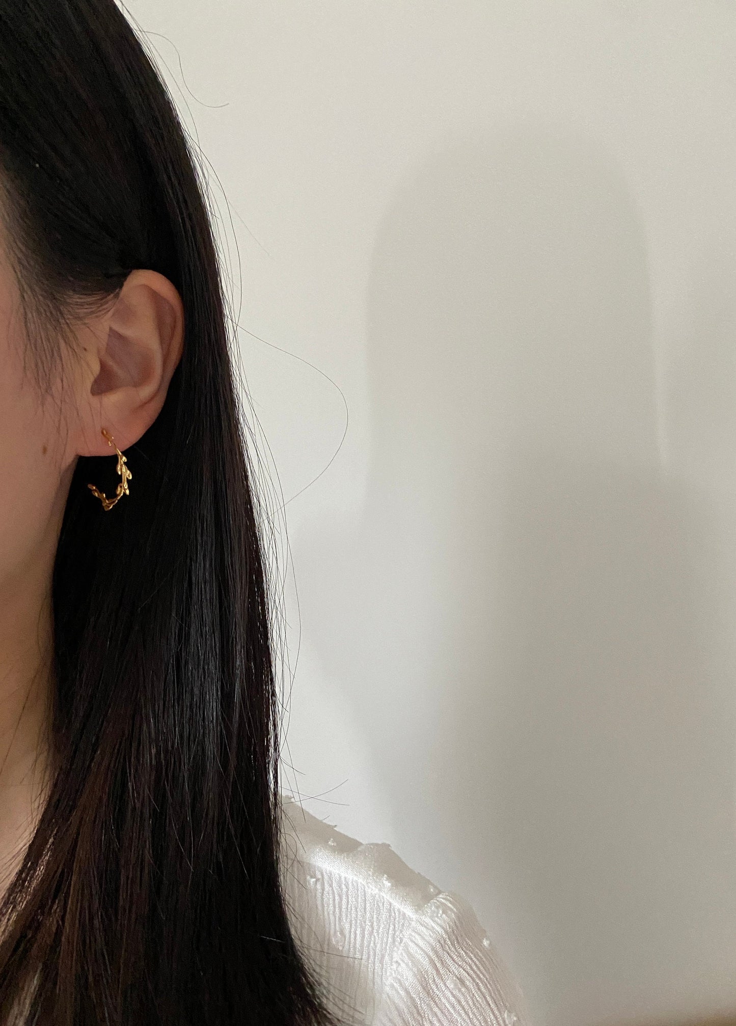 Silver Elegant Vine Hoop Earrings, Golden Semicircular Leaf Stud Earrings, 14K Gold Plated 925 Sterling Silver Jewellery, Dainty Ivy Jewelry