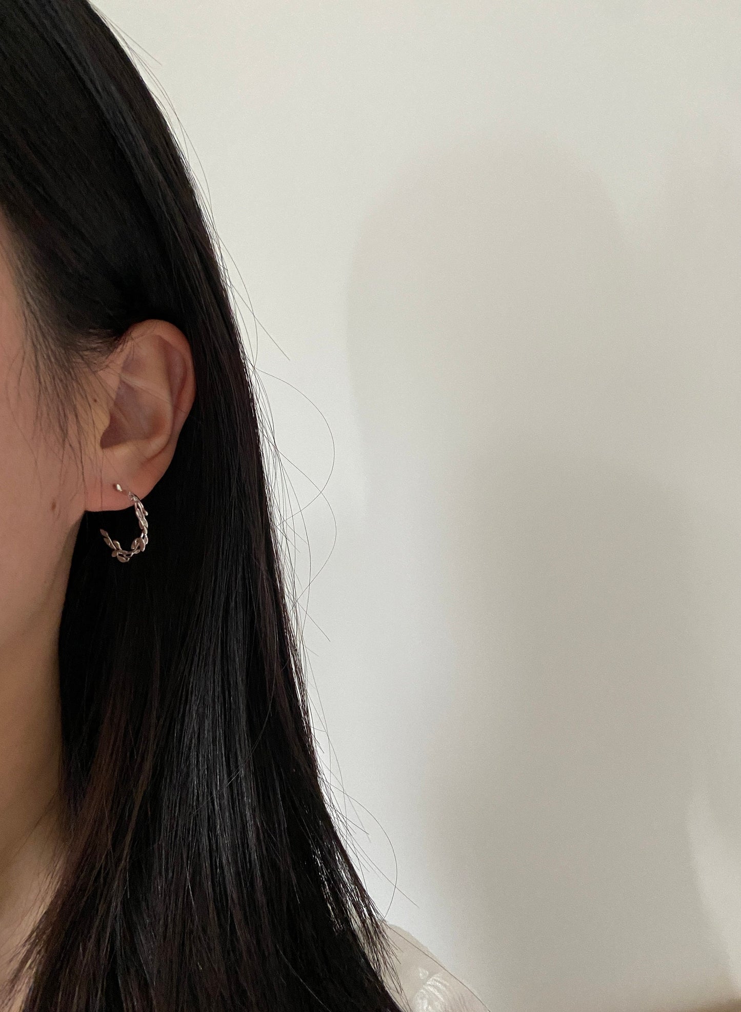 Silver Elegant Vine Hoop Earrings