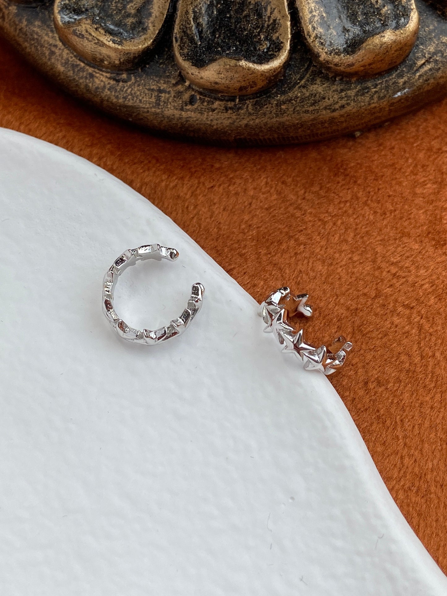 Basic Simple Star Ear Cuffs, Cute Lovely Star Non-Piercing Earrings Jewelry, Daily 14K Gold Plated 925 Sterling Silver Earrings Jewellery