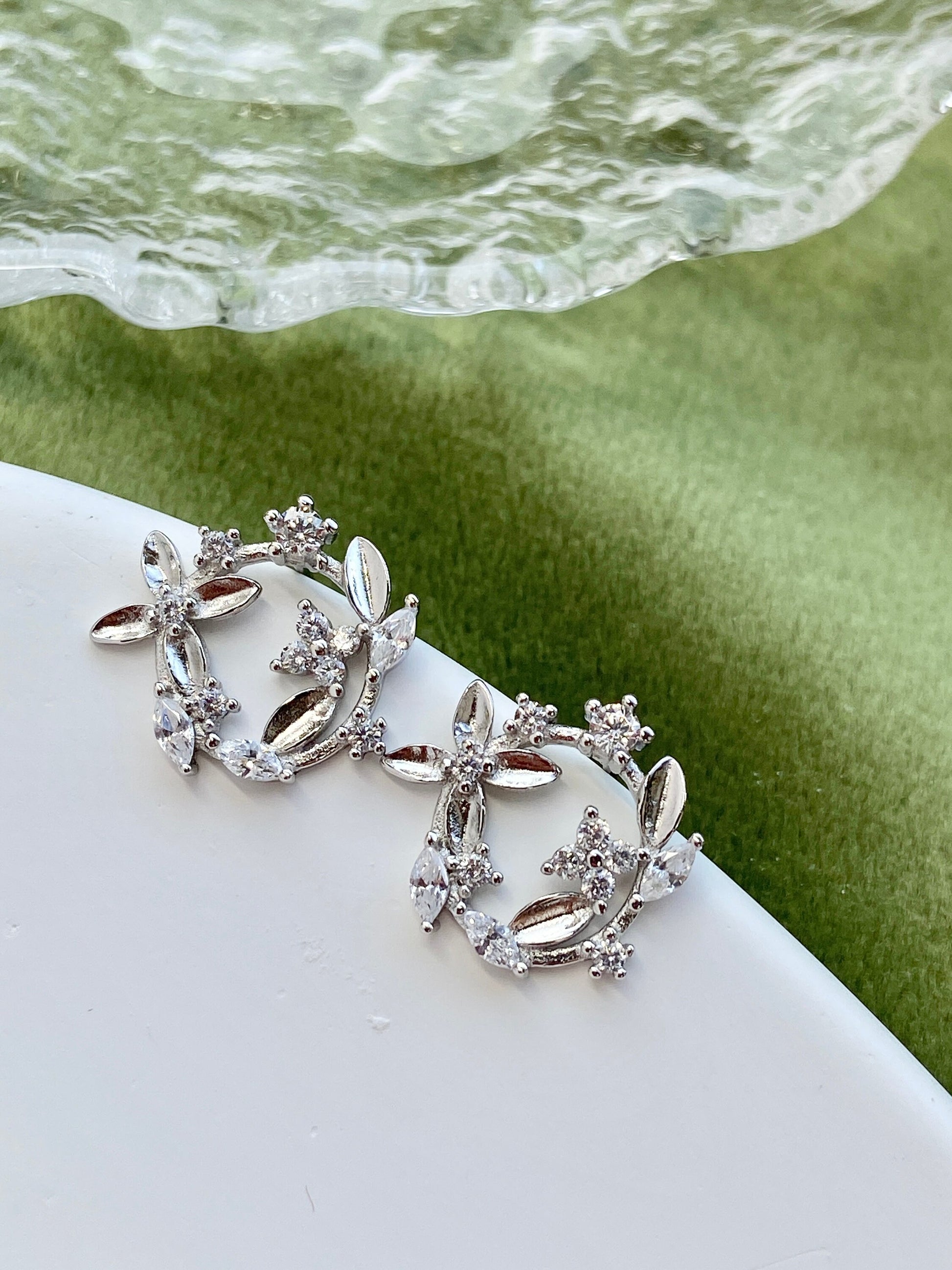 925 Sterling Silver Flower Earrings, Gold Flower Earrings, Dainty Leaf Stud earrings, Eternal Flower Stud Earrings, 14K Gold Plated Earrings