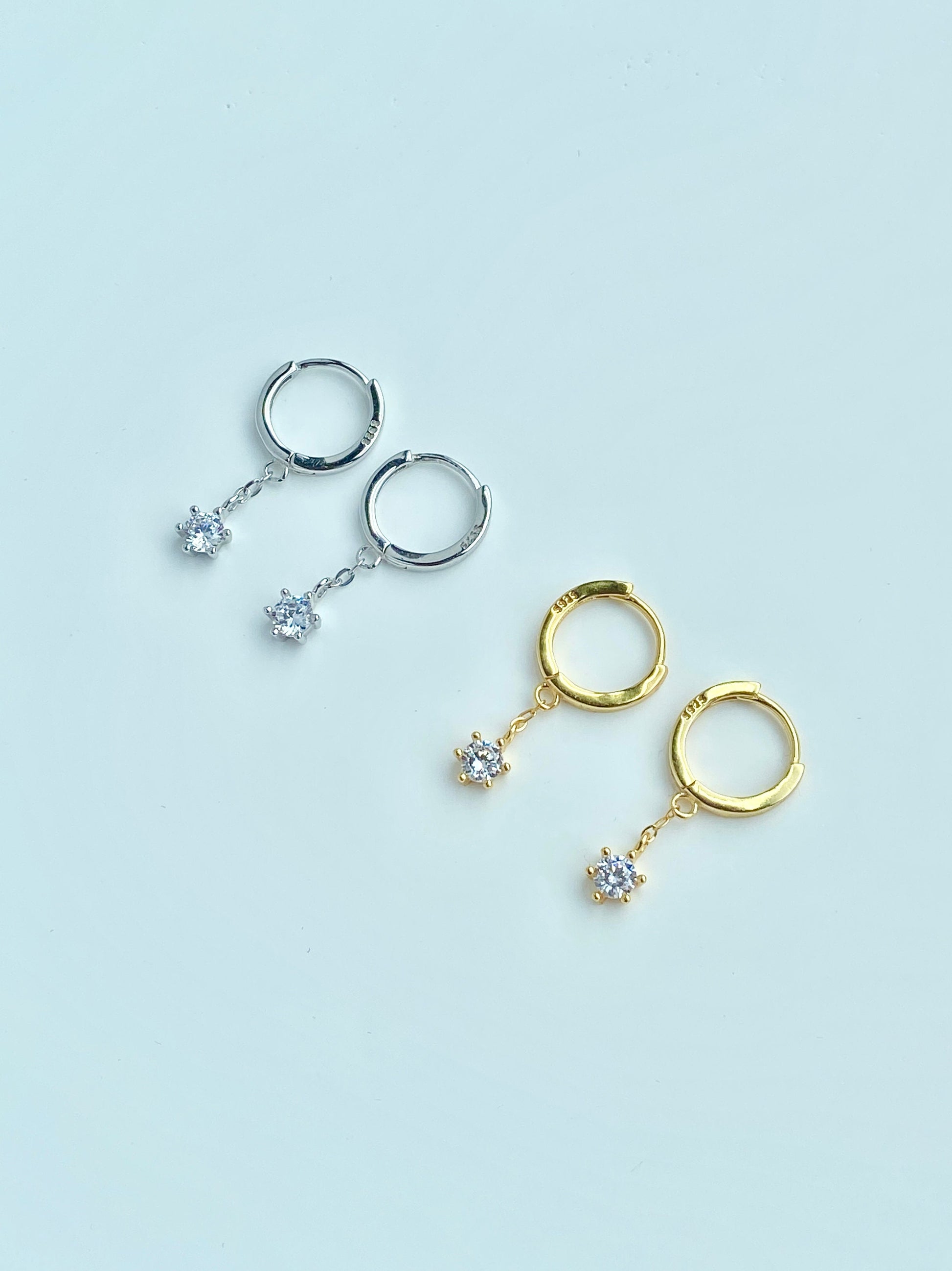 Shiny Star Hoop Earrings, 14K Gold Plated 925 Sterling Silver Hexagram Drop Earrings