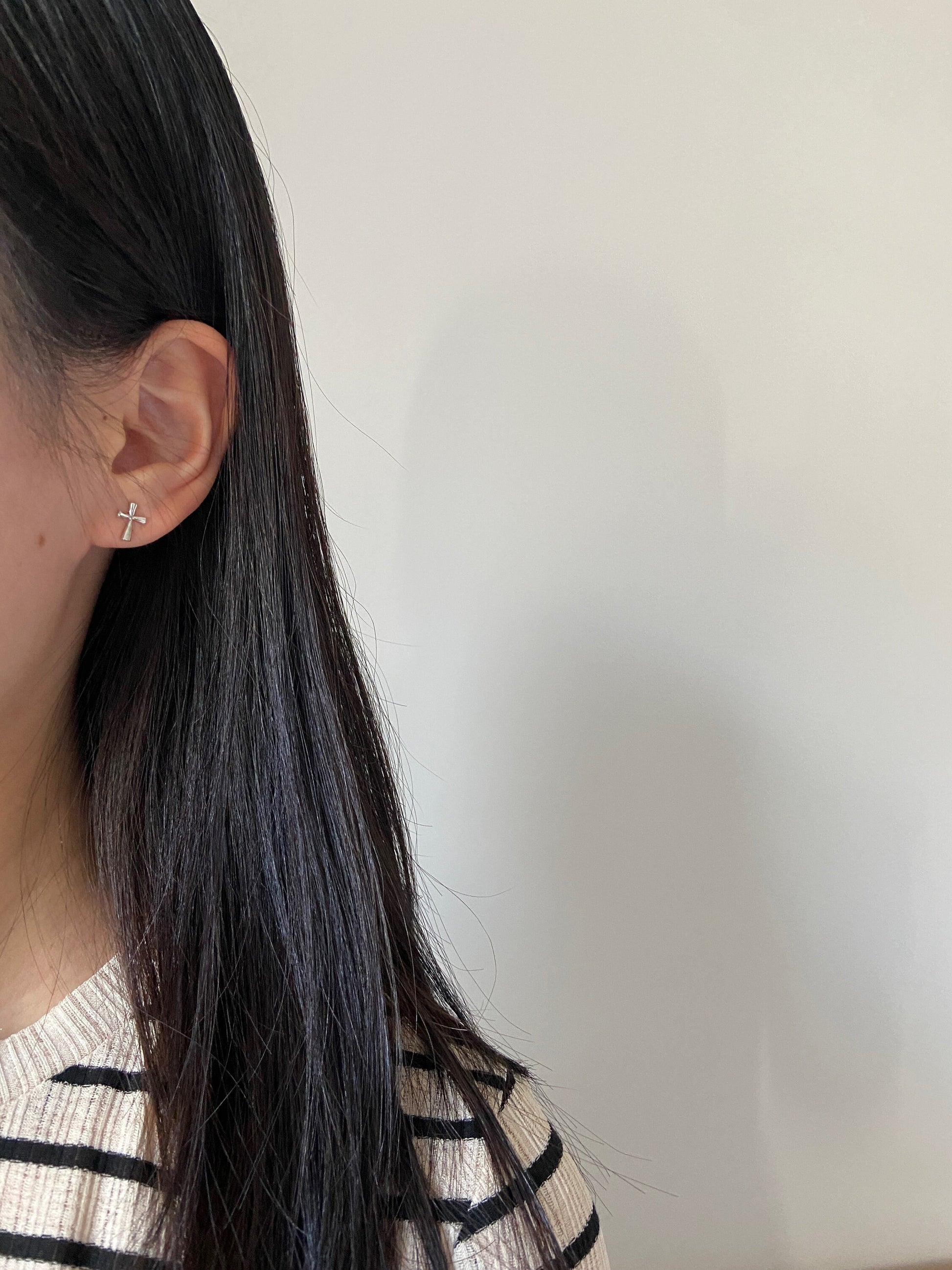 Cute Mini Cross Stud Earrings, Minimalist Tiny Cross Studs Jewelry, 14K Gold Plated 925 Sterling Silver Basic Classic Jewellery