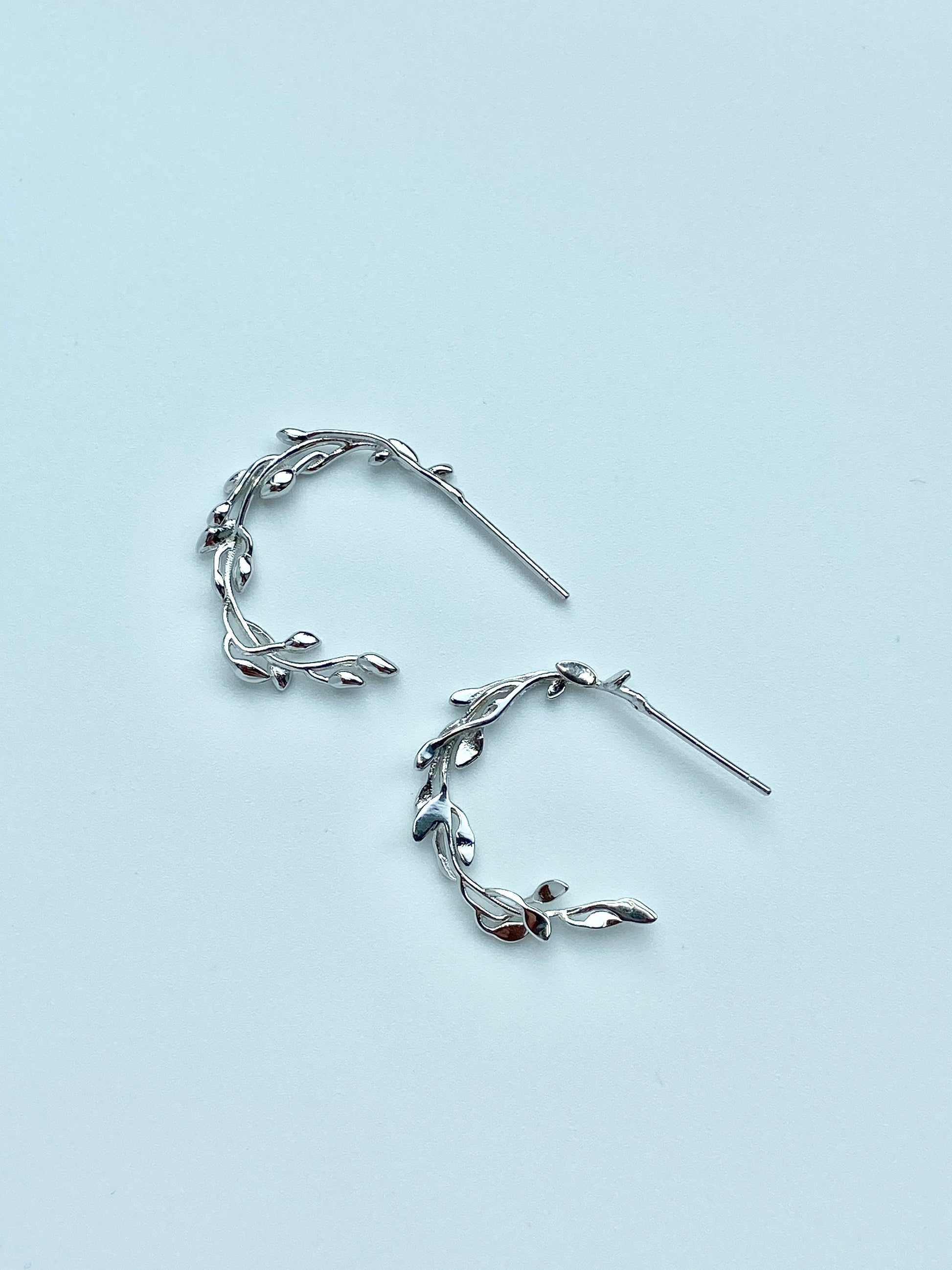 Silver Elegant Vine Hoop Earrings