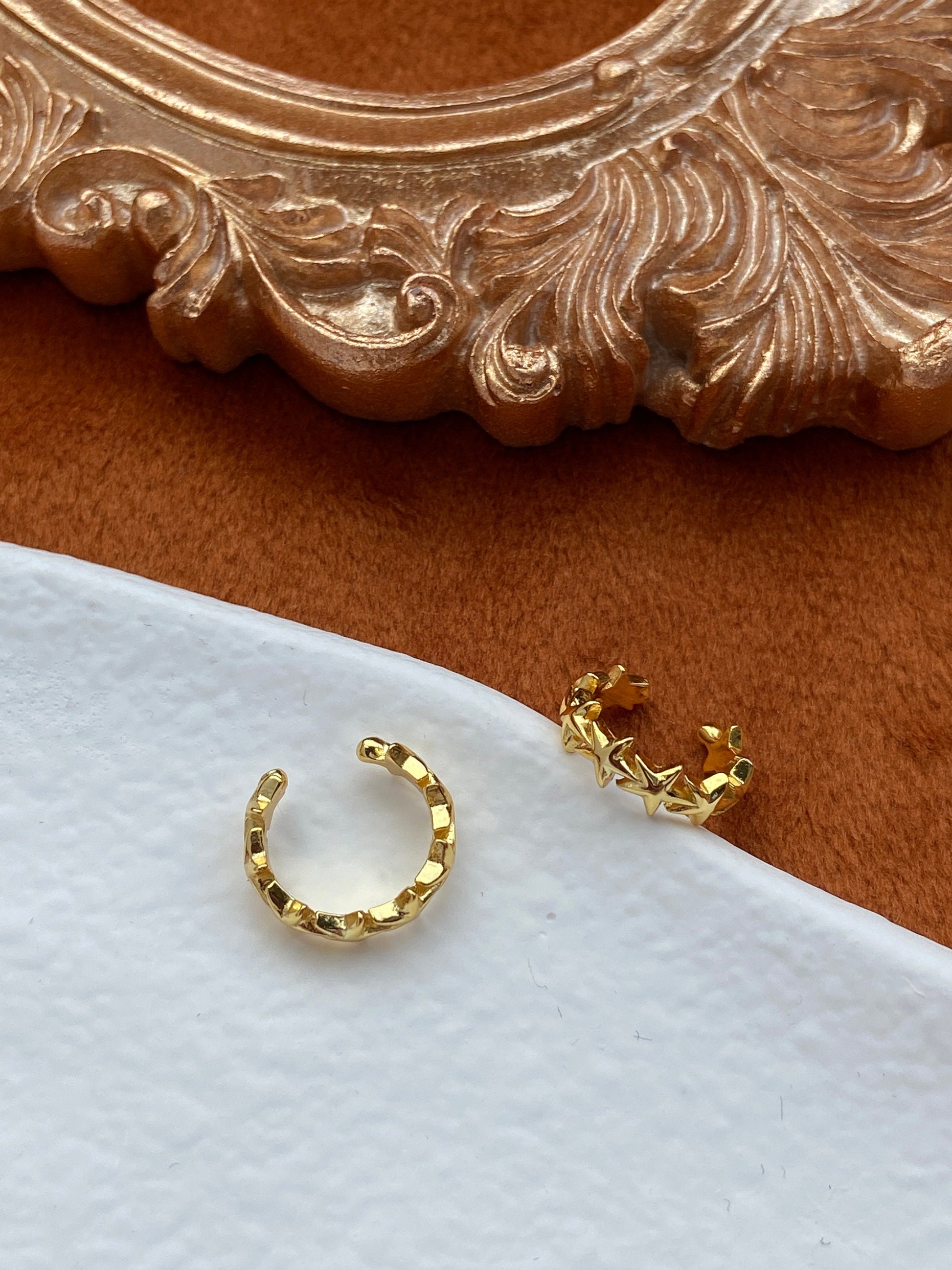 Basic Simple Star Ear Cuffs, Cute Lovely Star Non-Piercing Earrings Jewelry, Daily 14K Gold Plated 925 Sterling Silver Earrings Jewellery