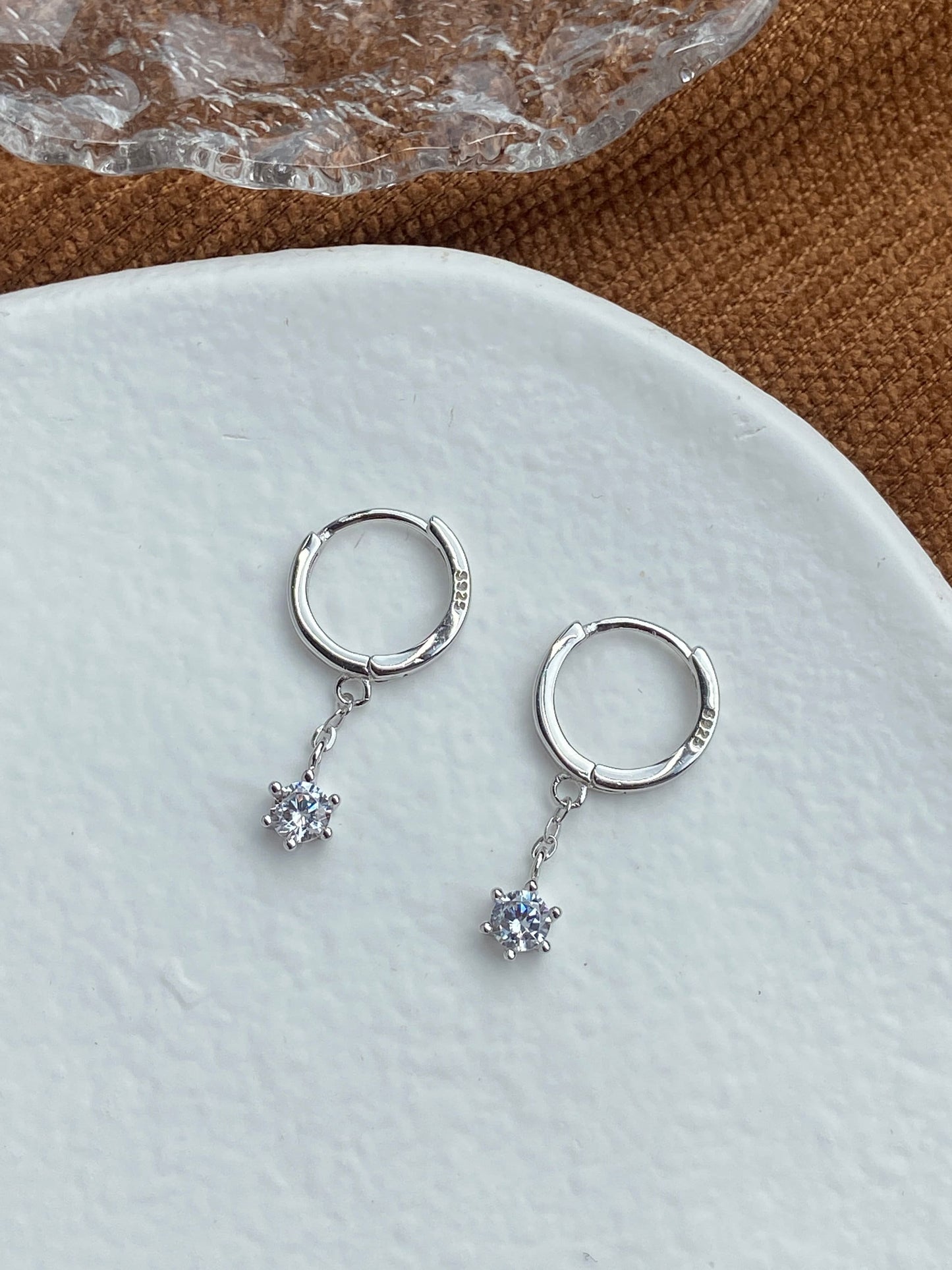 Shiny Star Hoop Earrings, 14K Gold Plated 925 Sterling Silver Hexagram Drop Earrings