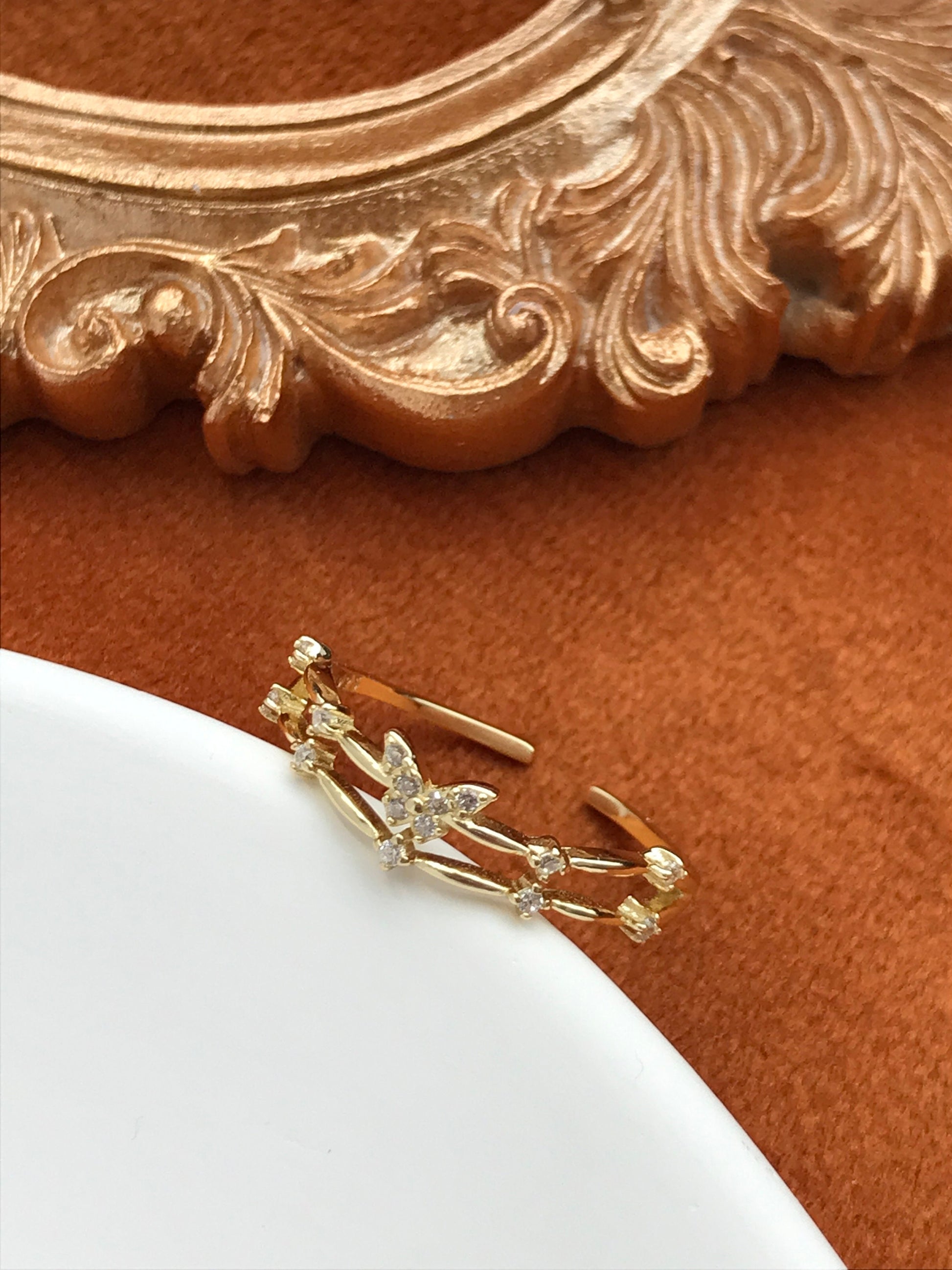 Golden Butterfly Ring, Double Layers Adjustable Rings, Gold Heart Jewelry, Dainty Shiny Zircon Rings, Luxury Elegant Jewellery