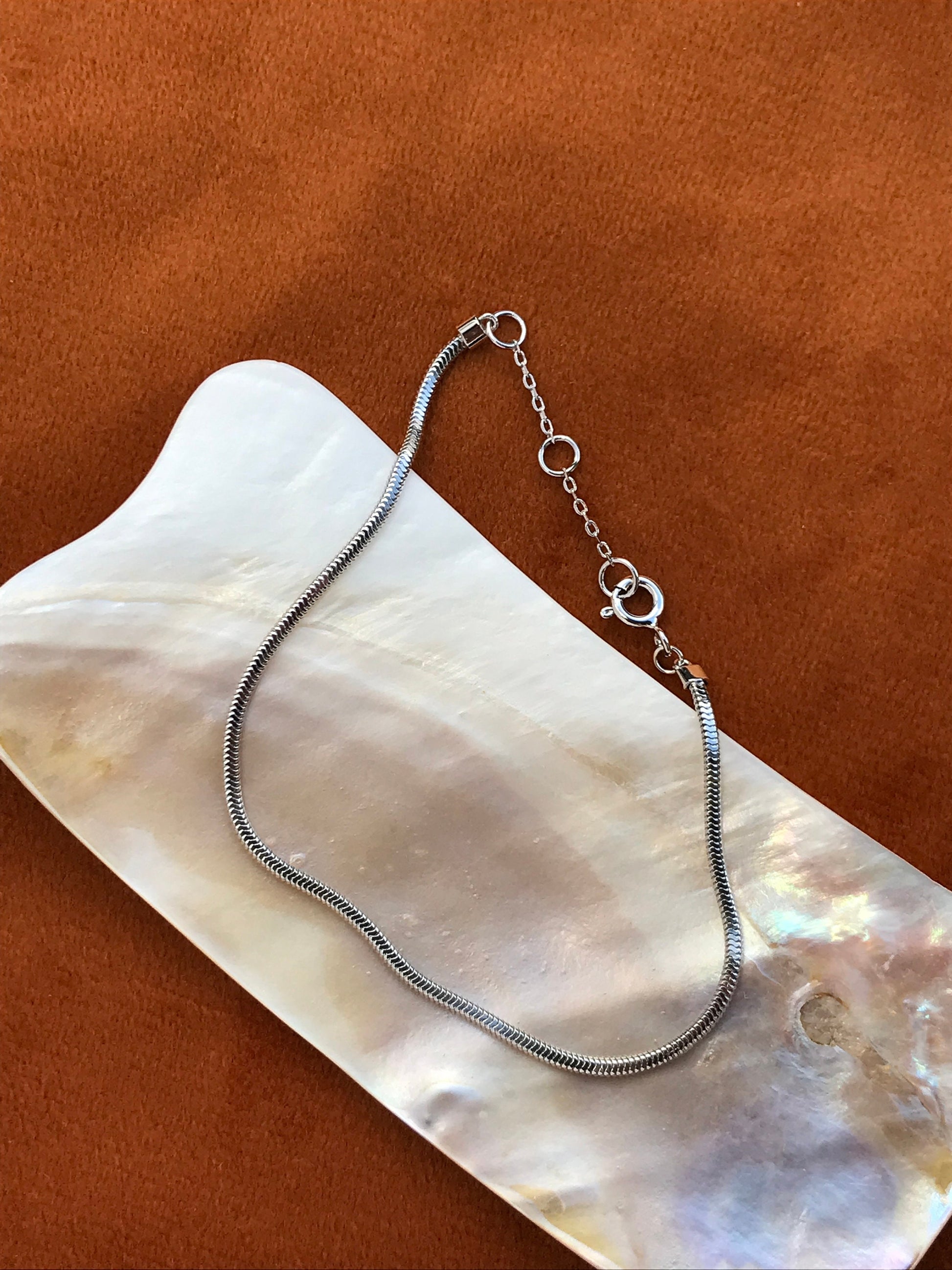 Basic Silver Chain Bracelet, Dainty Thin Bracelet, Snake Bone Bracelet, Minimalistic Slim Flat Snake Chain Jewellery, Simple Daily Jewelry