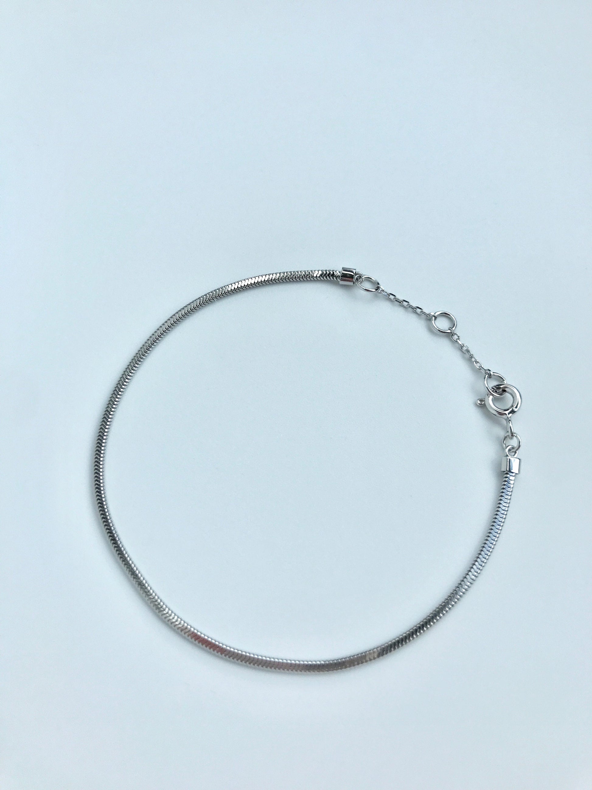 Basic Silver Chain Bracelet, Dainty Thin Bracelet, Snake Bone Bracelet, Minimalistic Slim Flat Snake Chain Jewellery, Simple Daily Jewelry