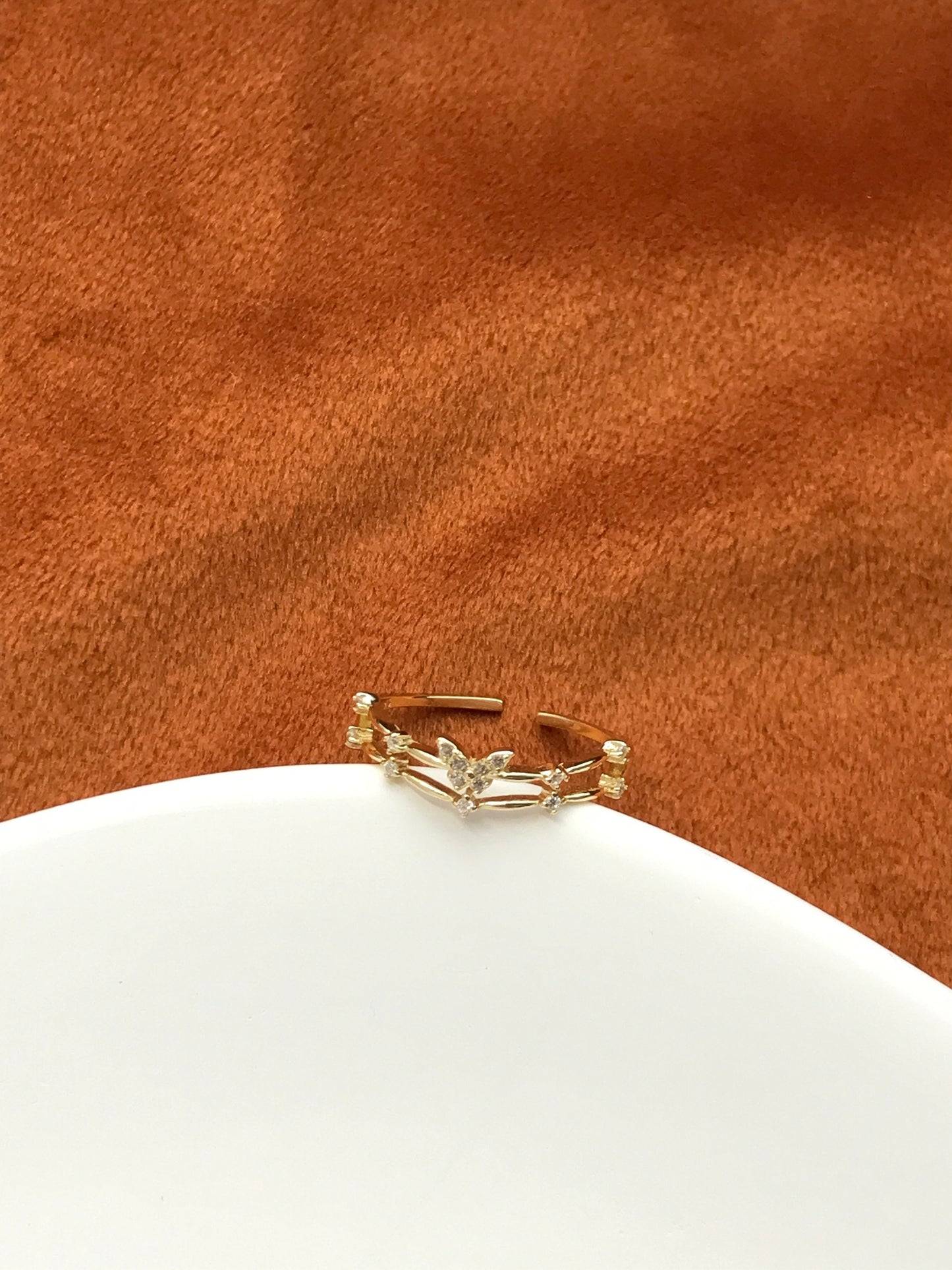 Golden Butterfly Ring, Double Layers Adjustable Rings, Gold Heart Jewelry, Dainty Shiny Zircon Rings, Luxury Elegant Jewellery