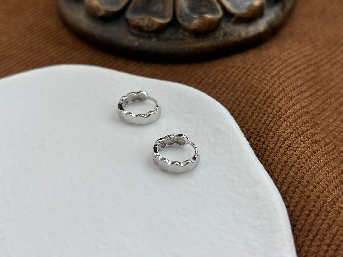 Dainty Beehive Huggie, Golden HoneyComb Hoop Earrings, Silver Basic Hexagonal Jewelry, 14K Gold Plated 925 Sterling Silver Jewellery