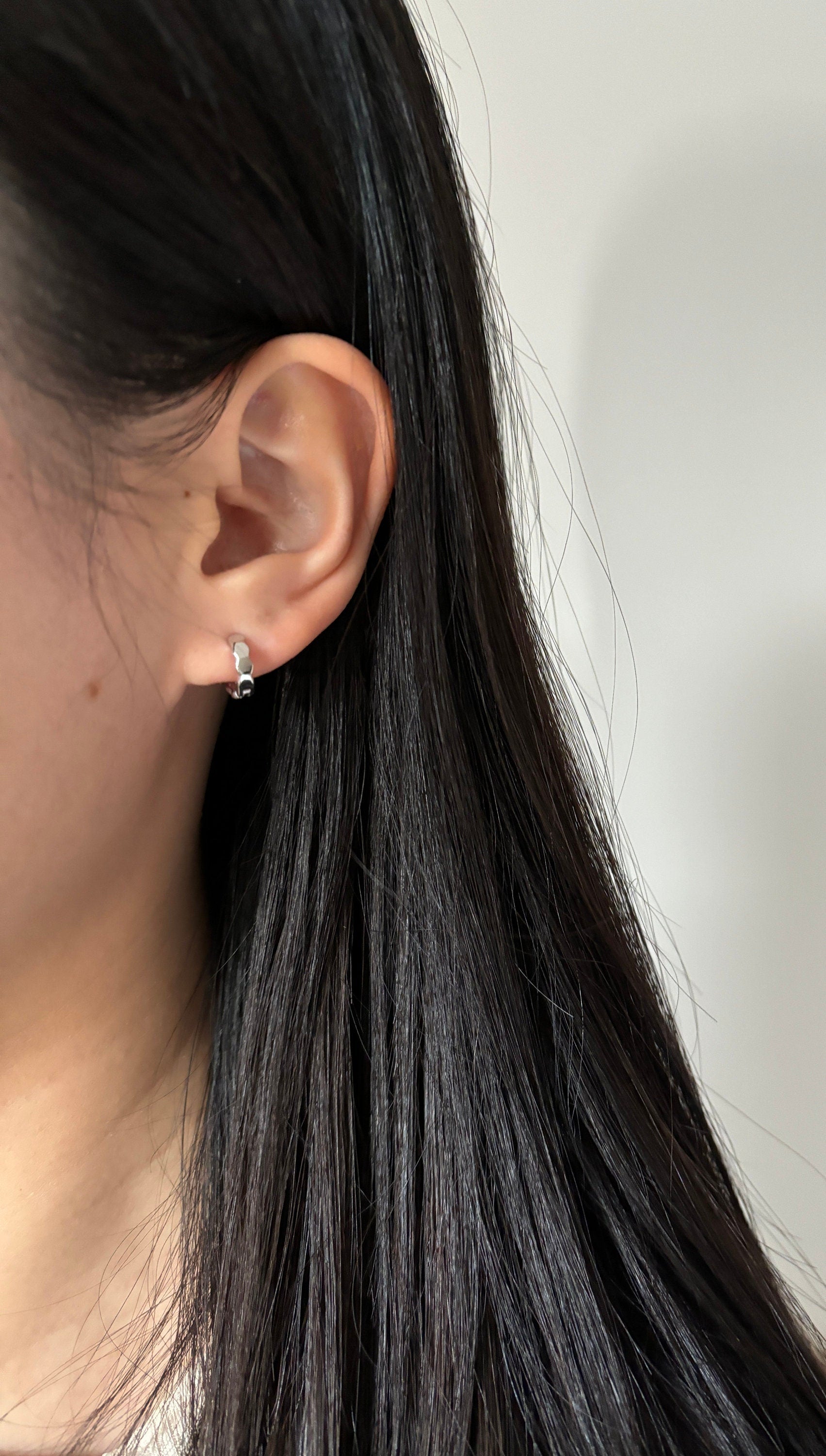 Dainty Beehive Huggie, Golden HoneyComb Hoop Earrings, Silver Basic Hexagonal Jewelry, 14K Gold Plated 925 Sterling Silver Jewellery