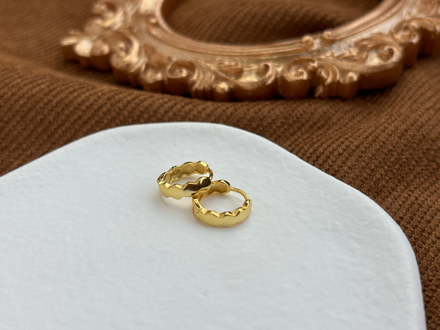 Dainty Beehive Huggie, Golden HoneyComb Hoop Earrings, Silver Basic Hexagonal Jewelry, 14K Gold Plated 925 Sterling Silver Jewellery